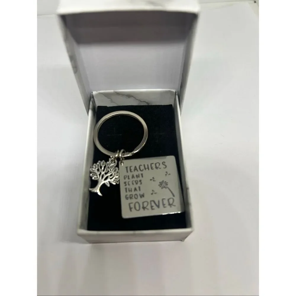 Teacher Keychain Gift Teachers Plant Seeds That Grow Forever Tree Charm